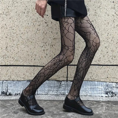 Gothic Women Lolita Leggings Hollowed Out Mesh retro Girls Stockings Japanese Bottomed Lace Pantyhose Floral Rattan Black Tights