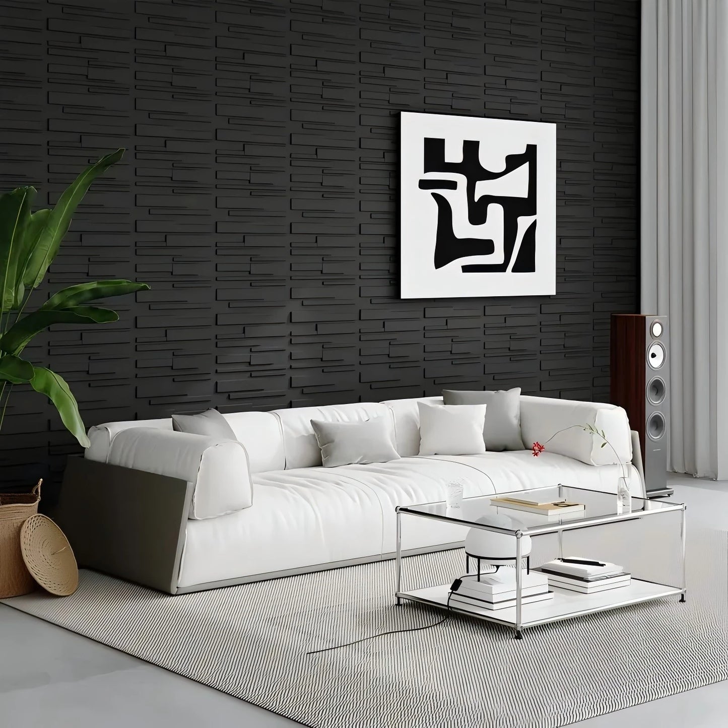 KUUJOJO 12pcs 3D textured wall panel for indoor wall decoration, suitable for living room, hall, bedroom, hotel, office