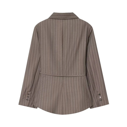 KONDALA Women Elegant Striped Blazer Suit Slim Button Blazer or Wide-leg Pants 2025 Spring Fall Fashion Mujer Commute Pants Set.