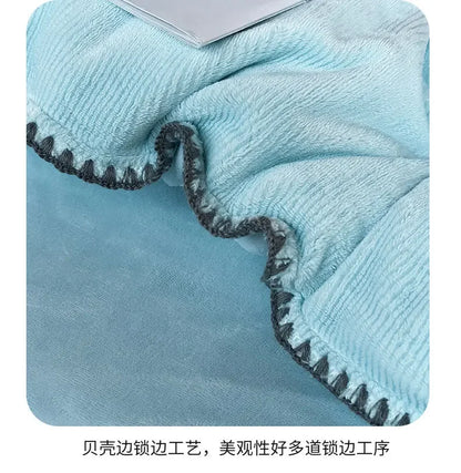 2024 new matte thin strip shell edge winter bed four-piece set milk fleece coral fleece thickened warm bed sheet quilt cover