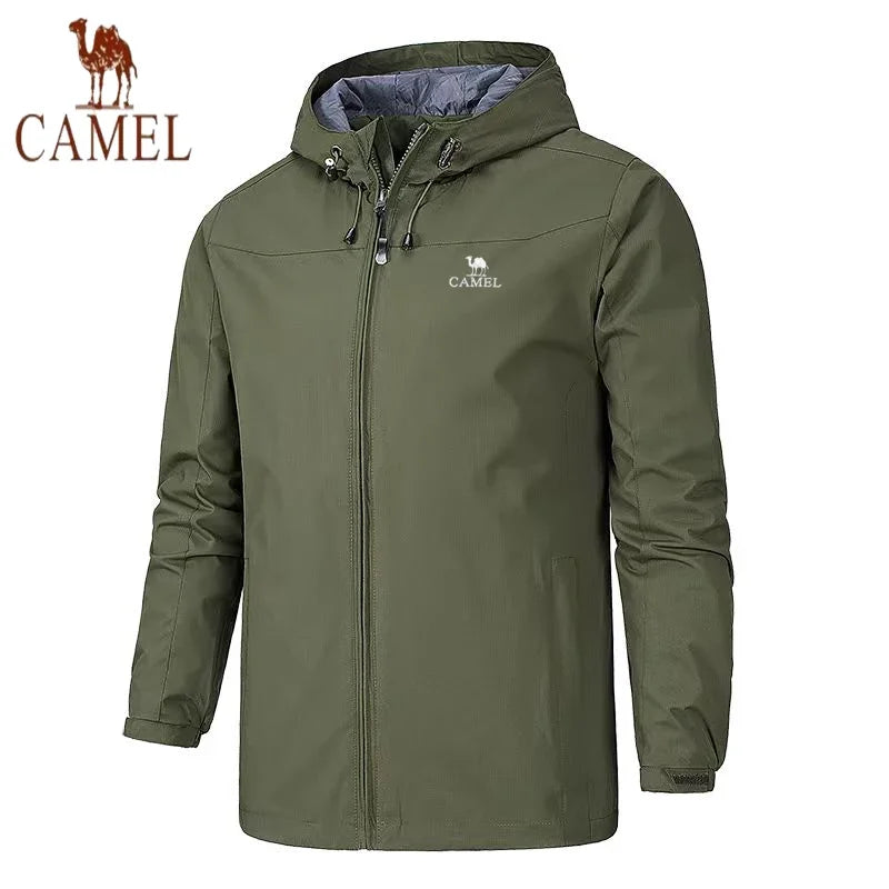 New European and American men's spring and autumn outdoor windproof and waterproof mountaineering quality windbreaker hooded jac.