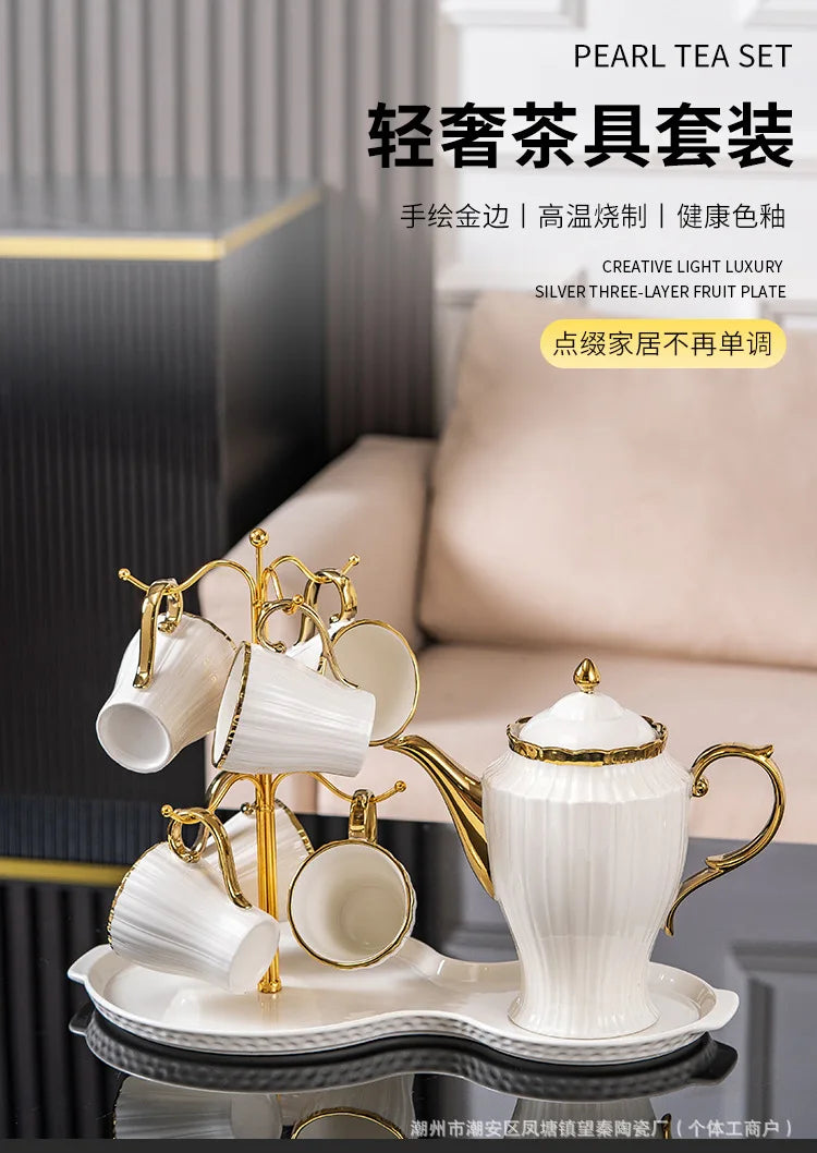 New high-value European ceramic coffee set, color glaze, high-end Phnom Penh coffee cup saucer, afternoon tea set.