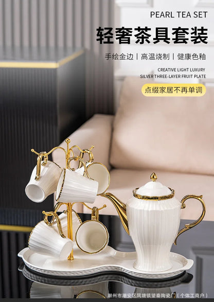 New high-value European ceramic coffee set, color glaze, high-end Phnom Penh coffee cup saucer, afternoon tea set.