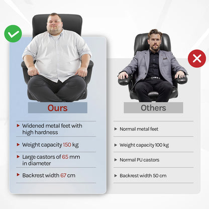 WOLTU Bürostuhl, ergonomischer Computertisch, großer Stuhl mit Kopfstütze, PU-Leder, Chefsessel für Büro, Spiel, Konferenzraum