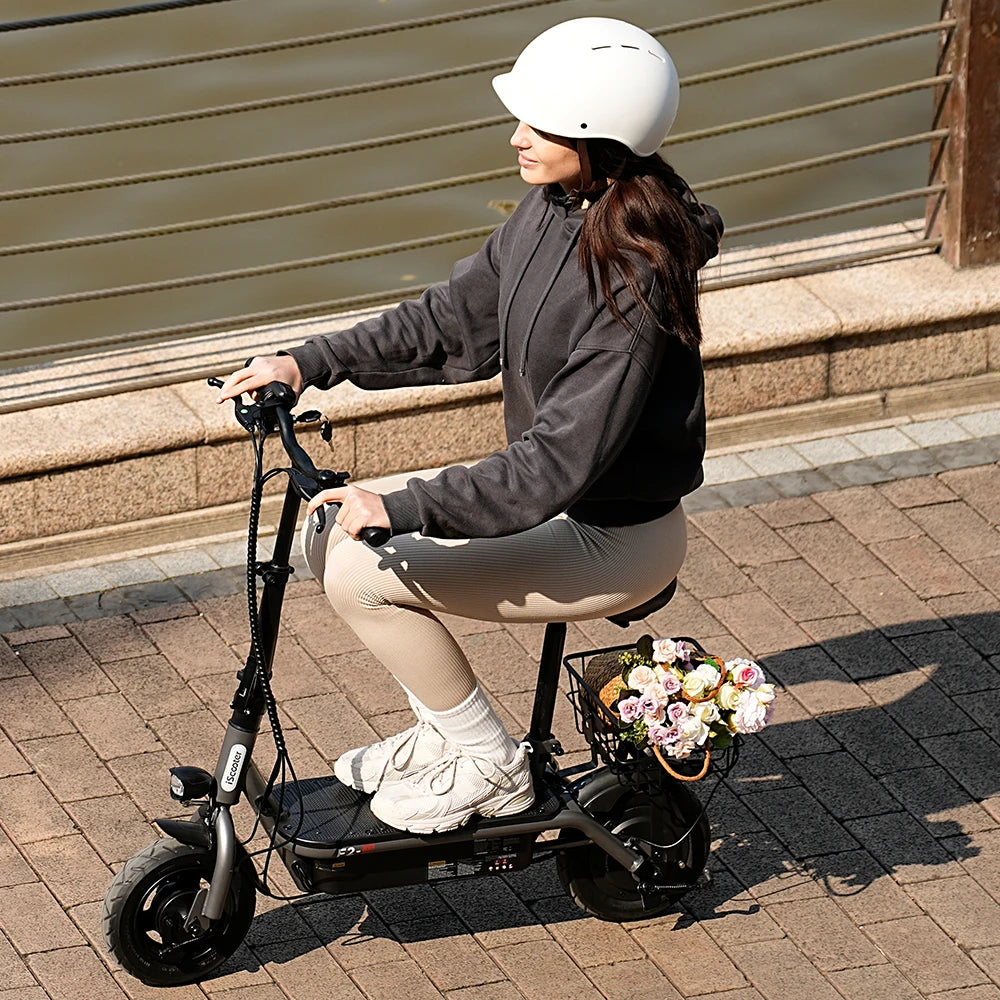 iScooter - F2 Electric Scooter with 500W Motor, 36V 7.8Ah Battery, 10-inch Tires, Adult Foldable Electric Scooter with Seat.
