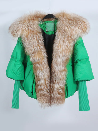 Lose Natürliche Echt Fox Pelz Kragen Mantel Dicke Neue Europäische Mode Weiße Ente Unten Jacke Winter Frauen Warme Luxus Oberbekleidung