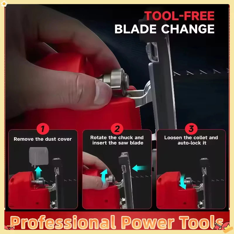 Milwaukee 3000 U/min bürstenlose Kurvensäge, kabellose elektrische Stichsäge, tragbares, multifunktionales, verstellbares Elektrowerkzeug für die Holzbearbeitung