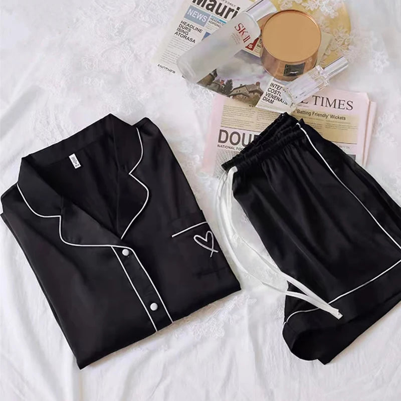 Sommer Kurzarm Pyjamas Frauen Eis Seide Dünne Stil Student Lose Große Nette Hause Kleidung Zwei Stück Set Pyjamas sommer.