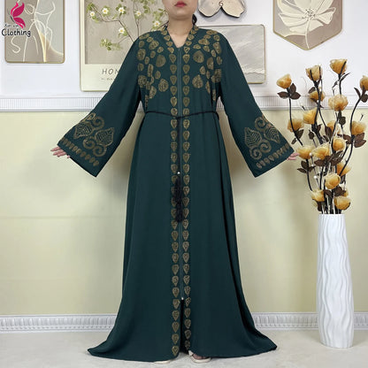 New Style Women Muslim Dress Chiffon Open Abaya 2024 Dubai Women Elegant Dress Islamic Clothing Zipper Cardigan Abaya With Scarf.