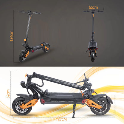 Dual Motor Powerful Electric Scooter, 80km Range, Load 200kg, Foldable Fast Electric Scooter for Heavy Adults.