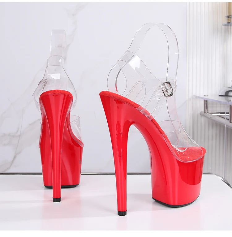 17cm Heels Platform Sandals for Women PVC Women's Sandals  With Heels Exotic Strippers Pole Dance Shoes Nightclub Girls Stiletto