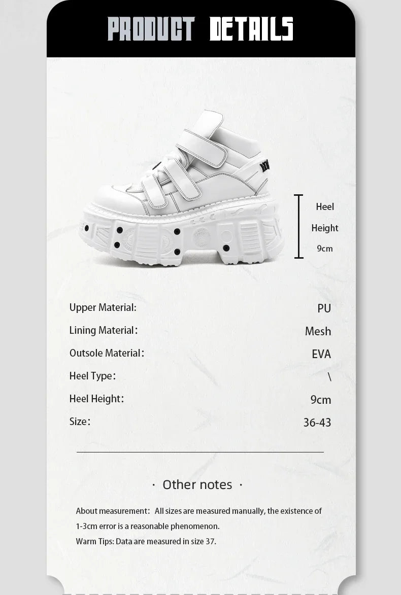 Gothic Ankle Rock Boots 2025 New Punk Style Women Shoes Lace-up White Platform Shoes Woman Metal Decor Woman Sneakers.