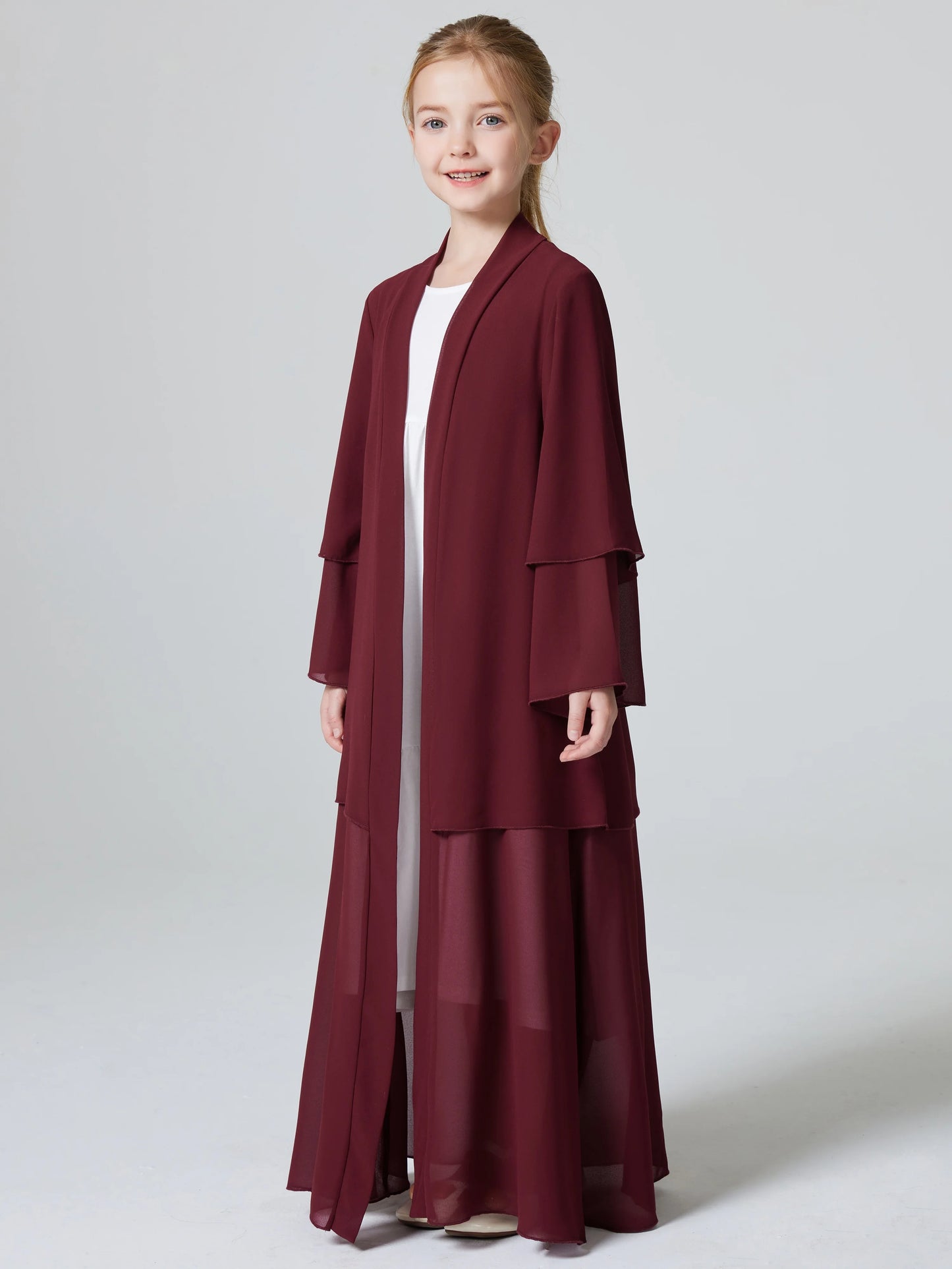 Ramadan  Muslim kids Girls Abaya Solid Long Kaftan abaya enfant Robe Dress Kebaya Kids Clothes For Gift (Without Hijab).