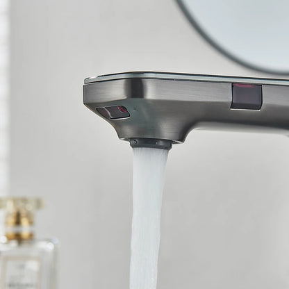 Touchless Sensor Basin Faucet Smart Digital Display Bathroom Sink Faucet Grey Sense Hot Cold Water Mixer Tap Battery Power