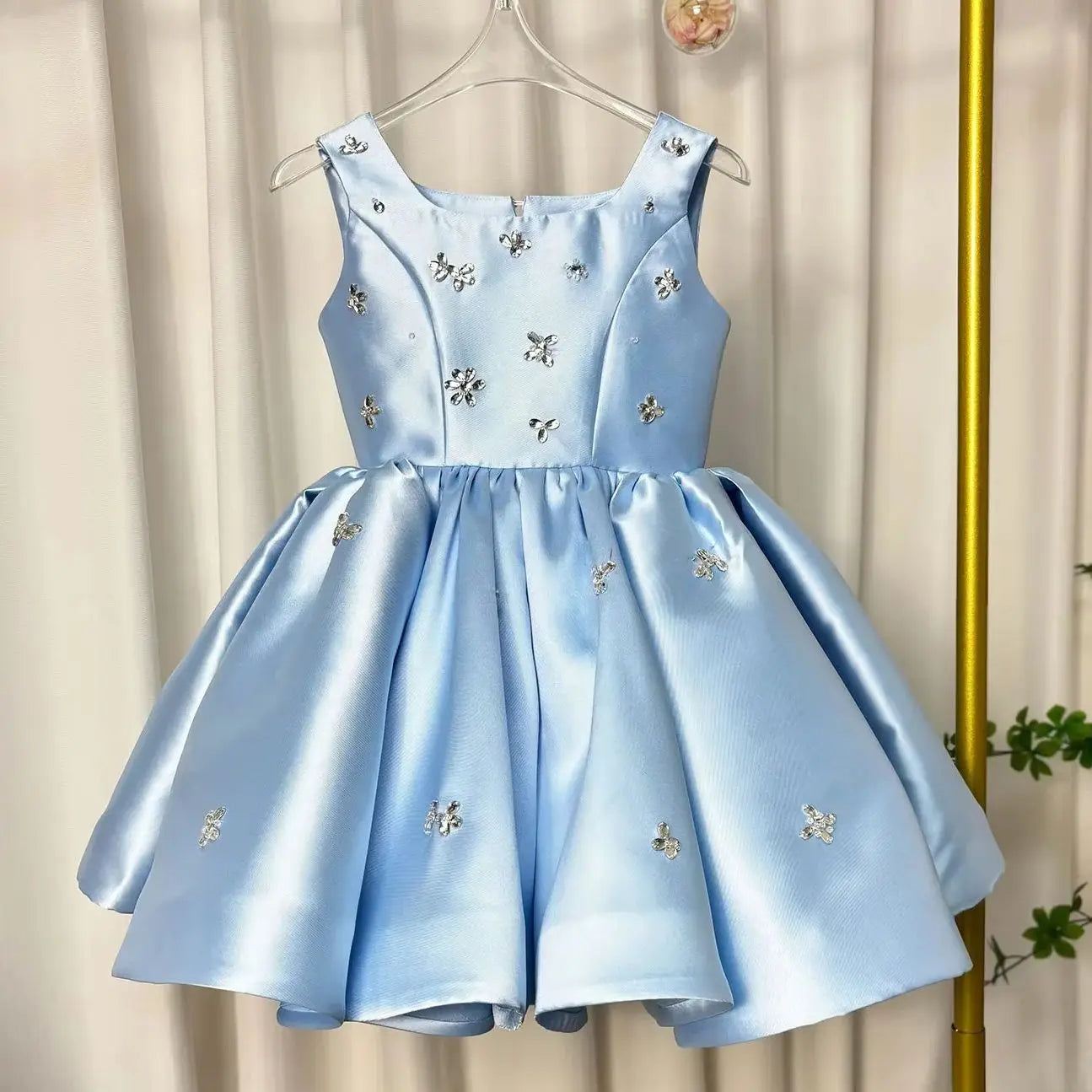 Luxus-Kleider für Kinder, rosa Satin-Prinzessinnenkleid für Mädchen, Klavieraufführung, formeller Abschlussball, Party, Geburtstag, Hochzeit, geschwollenes Kleid