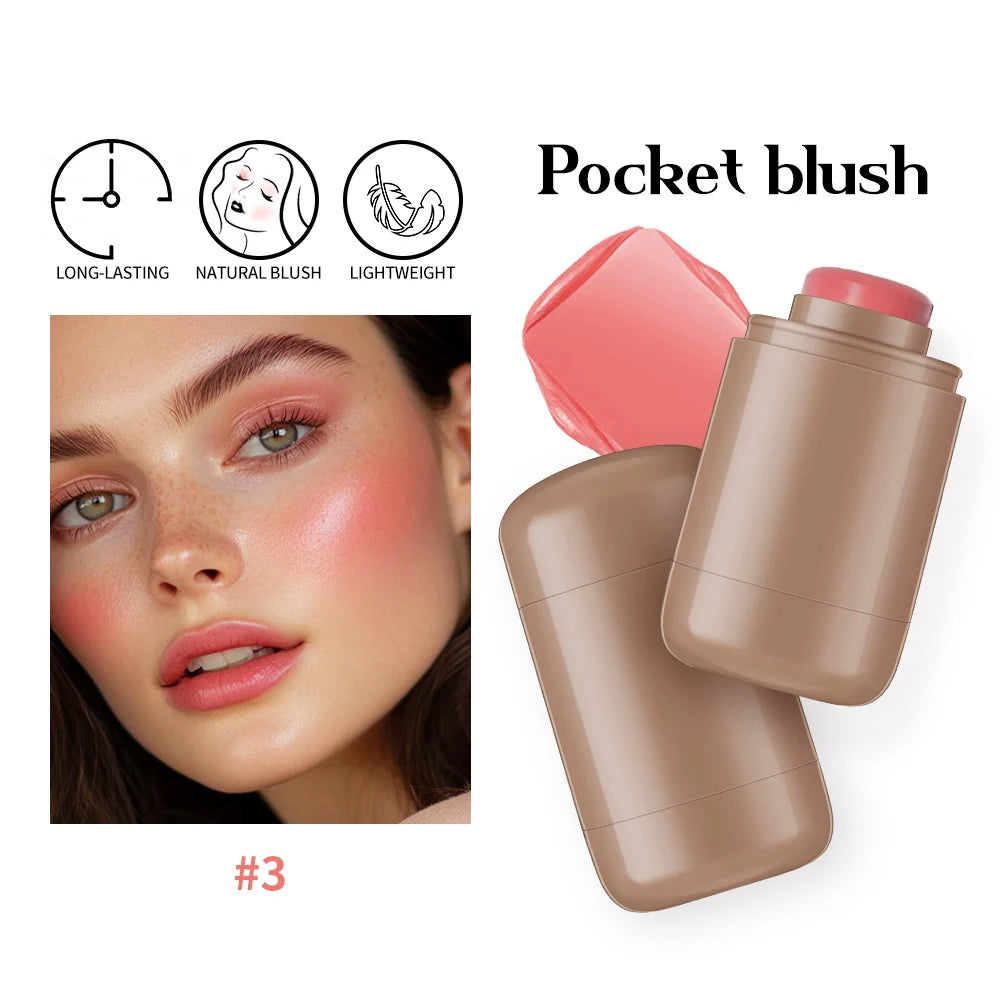 Magic Blush Stick 3-in-1 Cheek Lip Tinted Moistured Blush Stick Silky Brighten Blush Cream Blusher Cosmetics Tubes Matte Contour.