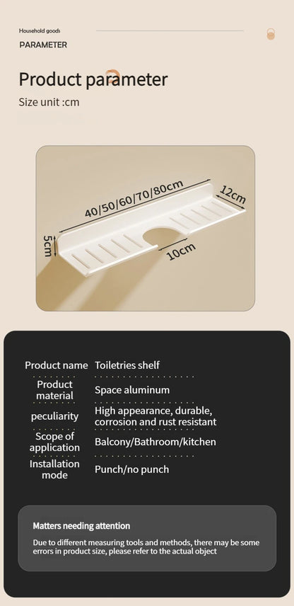 Badezimmerregal, Badezimmerregal, Toilettenlagerregal, Toilette, Küchenraum, Aluminium, zum Aufhängen an der Wand, stanzfreies Regal
