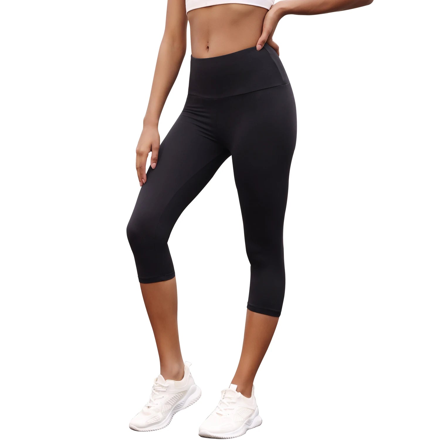 Women's High Waisted Capri Pants Super Soft No See Through Workout Yoga Push Up Gym Fitness Running Athletic Leggings.