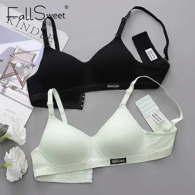 FallSweet Women's Wireless Bra Active Bra Teen Students' Bras Seamleass Lingerie Comfortable V-Shaped Gathering Underwear AB Cup.