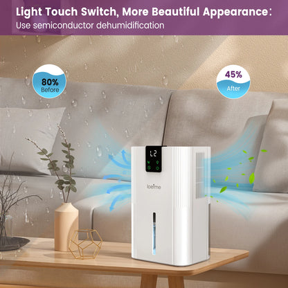 LOEFME 2.8L Mute Dehumidifier 650ml/Day Moisture Absorbers Air Dryer Quiet Air Dehumidifier with Touch Display For Home Bathroom.