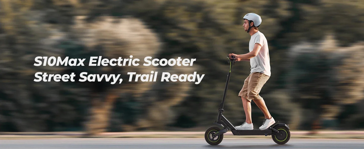 Isinwheel S10 Max Adult Electric Scooter 10 inches Off-Road Pneumatic Tires Foldable City Electric Scooter 1000W 48V15Ah Battery.