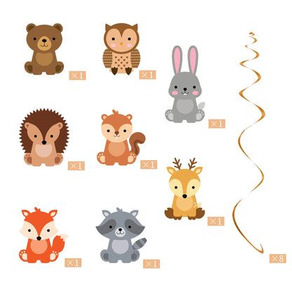 Wald Wald Thema Hintergrund Safari Tiere Alles Gute zum Geburtstag Banner Spirale Aufhänger Kuchen Topper Baby Dusche Geburtstag Party Dekor.