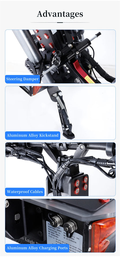 Halo Knight T107Max Electric Scooter Adult 14 Inch Off road Tires E-Scooter  for Men 4000W 72V 50 AH Foldable City EScooter.