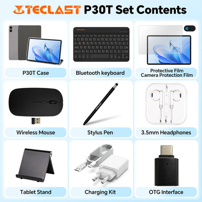 Teclast P30T Case 10-Inch Android Tablet 15 Max 12Gb Ram 128Gb Rom T606 8-Core All-In-One Keyboard/Case/Mouse/Stylus/Headphone/Stand.