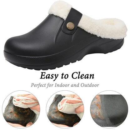 Fashion Men Cotton Slippers Winter Women Men Short Plush Slippers Casual Waterproof Garden Men Shoes New Fur Furry Cotton Shoes.