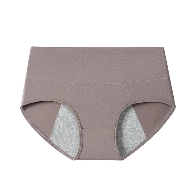 High Waist Period Underwear for Women | Cotton Leak Proof Panties | Anti-Overnight Flow | Plus Size M-4XL (Black/Beige)