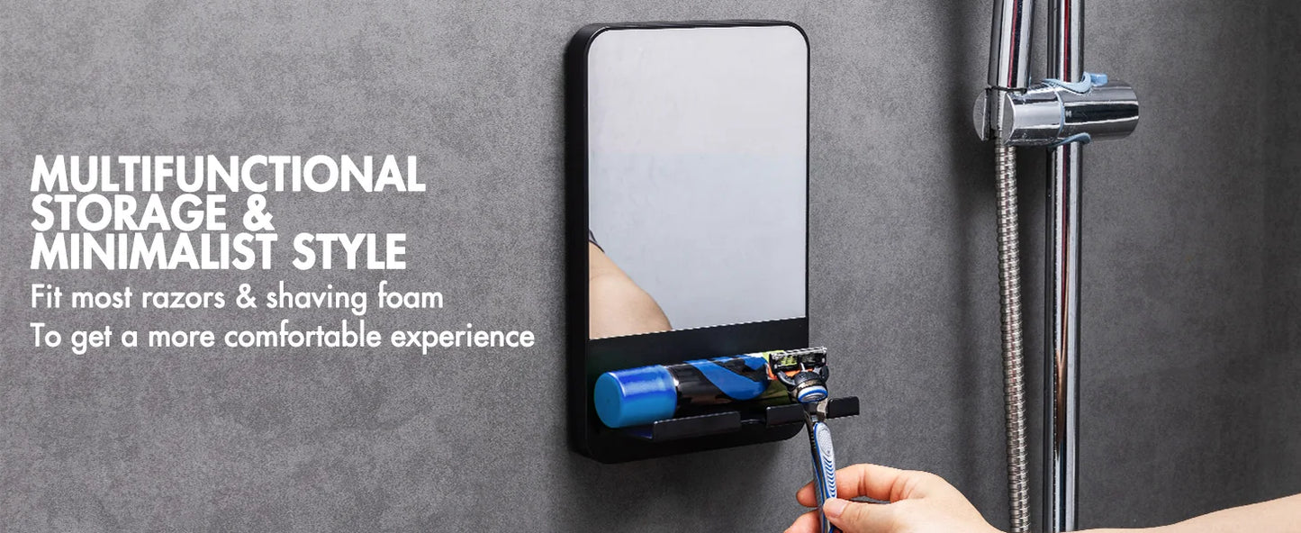 TAILI Shower Mirror Fogless for Shaving with Razor Holder, Fog Free Mirror Shower Suction Rust-Proof Removable Bathroom Mirror