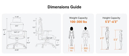 NEWTRAL NT001 Ergonomischer Bürostuhl mit adaptiver Lordosenstütze, Armlehne und Verstellbare Kopfstütze, Schreibtischstuhl aus Mesh für Büro