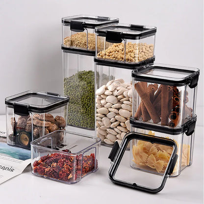 Dry Food Storage Box Food Containers Transparent Stackable Kitchen Spaghetti Noodles Sealed Tank Cans Organizers Bottles.