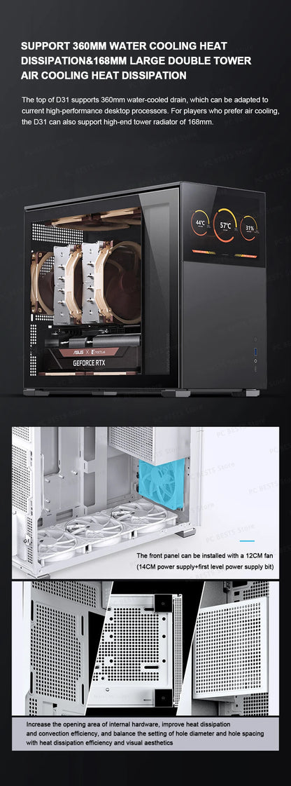 Jonsbo Pinecone D31 Case MATX ITX DTX Small Translucency Sub Screen of Video Games Support ATX Power 360 Cold Exhaust Chassis