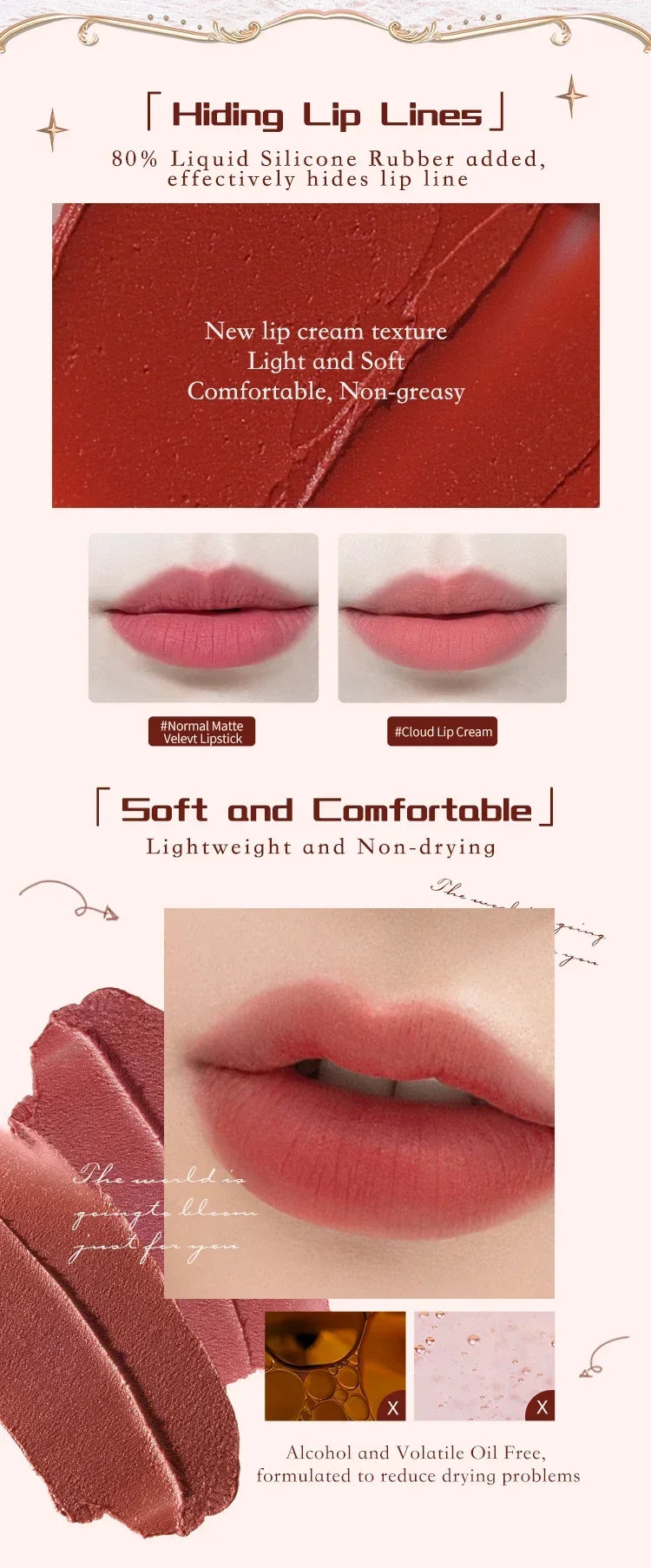 Flower Knows Strawberry Rococo Series Cloud Lip Cream Lip Gloss Long Lasting Velvet Lip Tint Lipstick for Women Cosmetic.