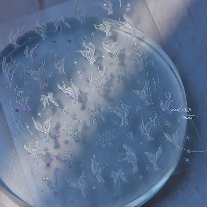 Ocean Theme 5D Nail Sticker Summer Beach Seashells Starfish Conch Scallop Shell Coral Self Adhesive Decoration Manicure Decal