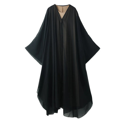 Ramadan Muslim Sets for Women Chiffon Kimono Jalabiya Long Dress Dubai Abaya Turkey Kaftan Eid Kebaya Caftan Marocain Femme Robe.