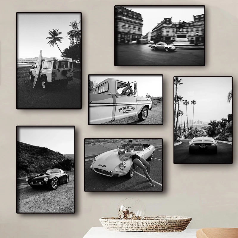 Black and White Store Poster Wall Art Canvas Print Luxury Fashion Super Car Picture for Living Room Home Nordic Decor Posters.