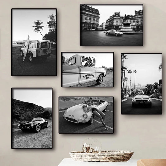 Black and White Store Poster Wall Art Canvas Print Luxury Fashion Super Car Picture for Living Room Home Nordic Decor Posters.