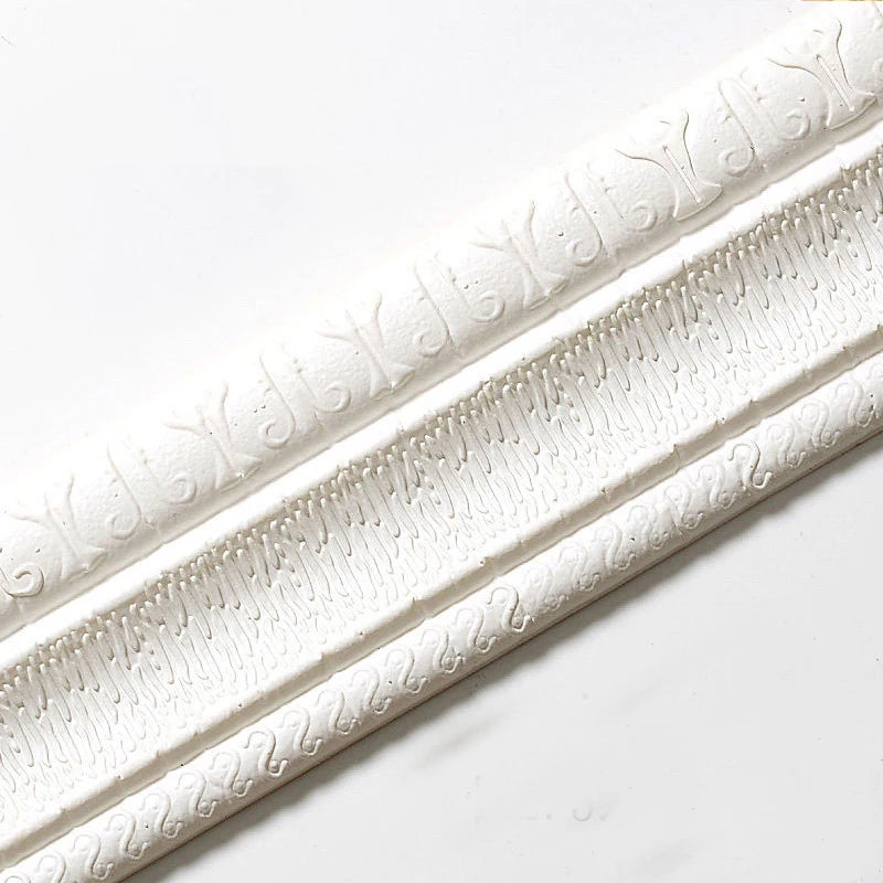 Decorative waterproof and mildew proof 2.3m skirting board 3D pattern self-adhesive wallpaper living room wall sticker