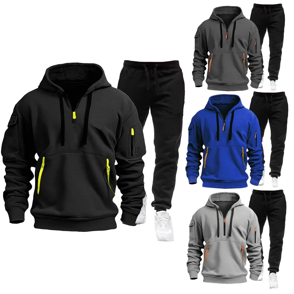 Autumn and winter men's sportswear sets, trendy brand clothing sweatshirt sets, and casual design oversized long-sleeved sweatsh.