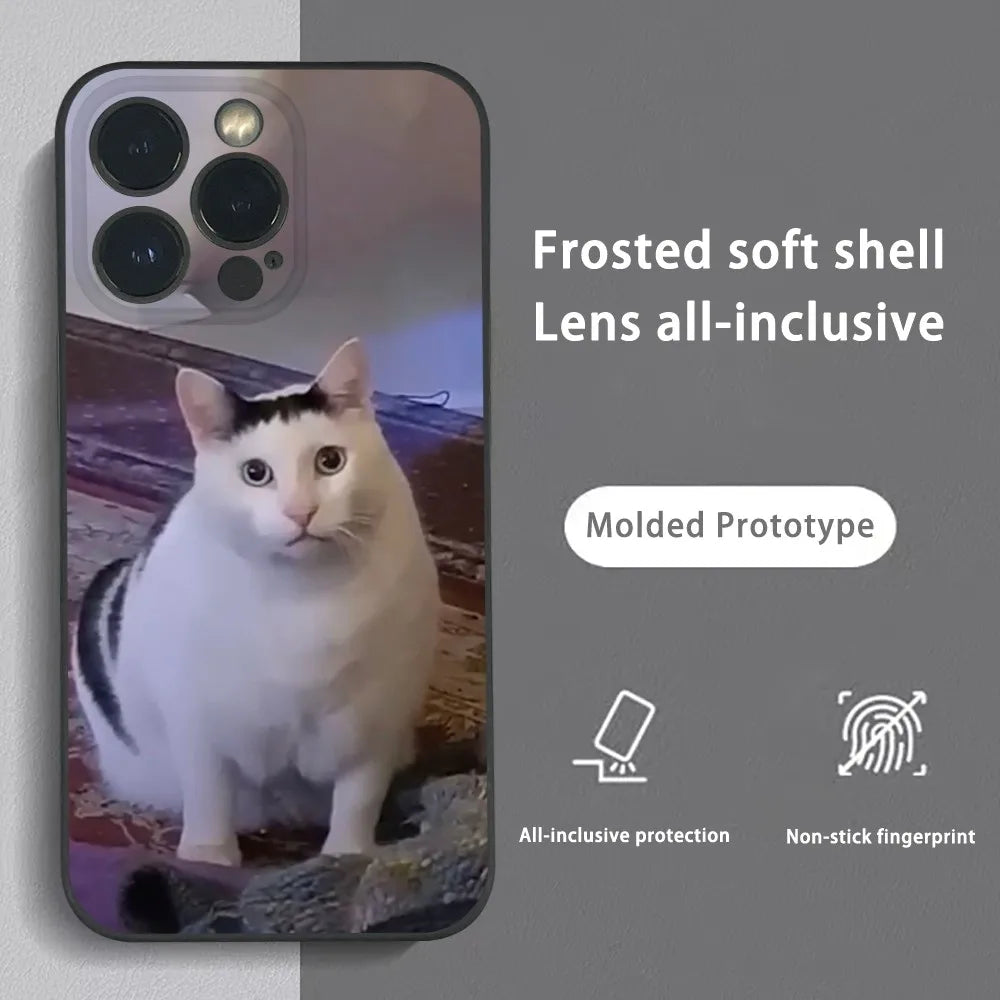 Pet Cat Funny memes Phone Case For iPhone 16 15 14 13 Pro Max Plus Mini Frosted Soft Shell Funda.