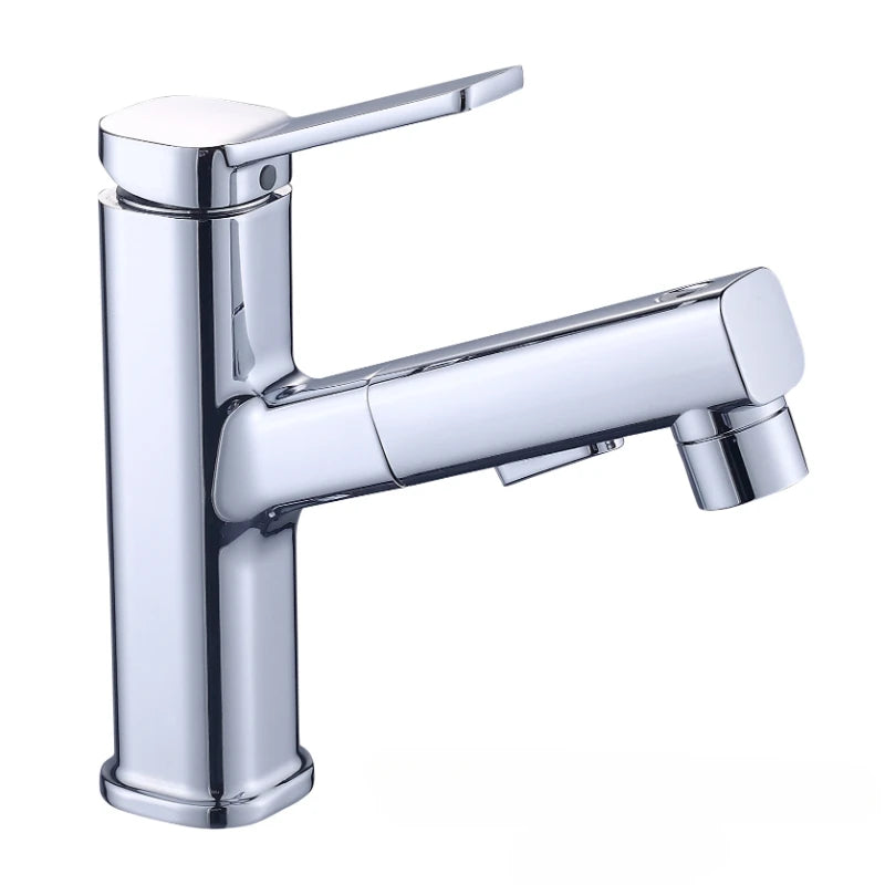 3 Function Stream Sprayer Hot Cold Brass Washbasin Faucet for Bathroom Single Handle Dual Hole Pull Out Basin Sink Mixer Tap