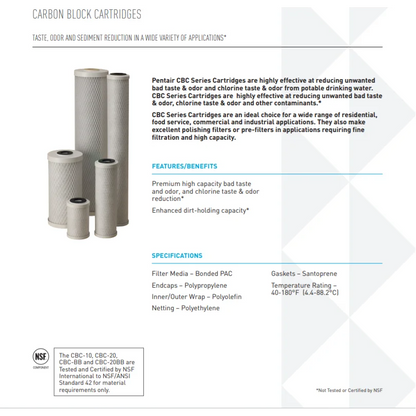 CBC Carbon Block Filter Cartridge 10 inch Water Filter Cartridge CBC-10