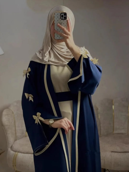 Eid Muslimischen Bogen Abaya Frauen Kleider Jalabiya Vestidos Largos Split Hülse Ramadan Marokko Dubai Lange Robe Party Islam Kaftan 2025