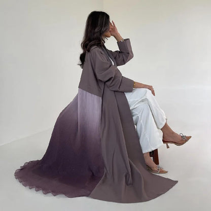 Ramadan Open Chiffon Kimono Abaya Damen Dubai Kaftan Muslim Coat Prayer Clothes Women Djellaba Kebaya Robe Femme Musulmane