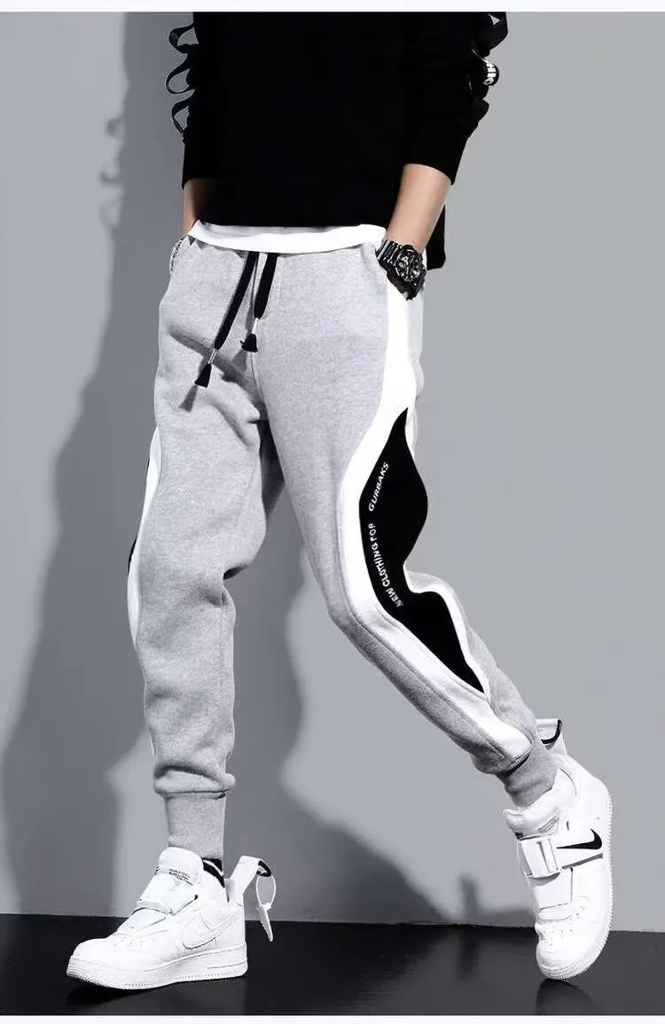 Men Black Pants Hip Hop Drawstring Jogger Fashion Comfortable Trousers Male Casual Sweatpants Loose Elastic Waist Sportswear.