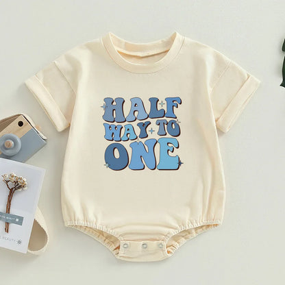 Halber Geburtstag Outfit Baby Jungen Mädchen 1/2 Weg zu einer Blase Stram pler Sommer Kurzarm Kleinkind Baby übergroße T-Shirt Stram pler.