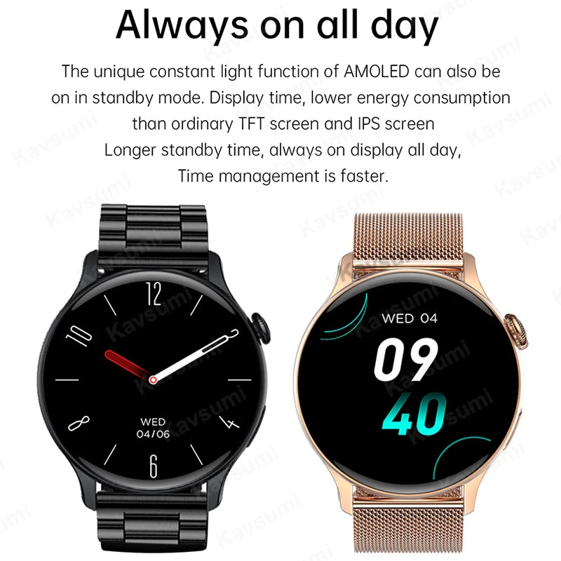 2025 NFC Smart Watch Amoled HD GPS Track Sports Heart Rate Bluetooth Call Waterproof Ladies Women Smartwatch For Huawei Xiaomi.