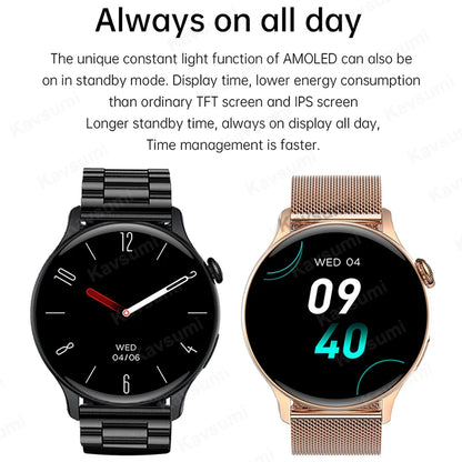 2025 NFC Smart Watch Amoled HD GPS Track Sports Heart Rate Bluetooth Call Waterproof Ladies Women Smartwatch For Huawei Xiaomi.